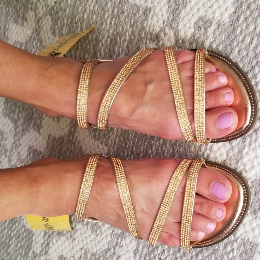Rouge rose gold rhinestone sandals